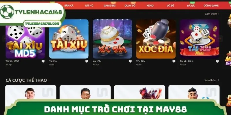 Danh mục trò chơi tại MAY88