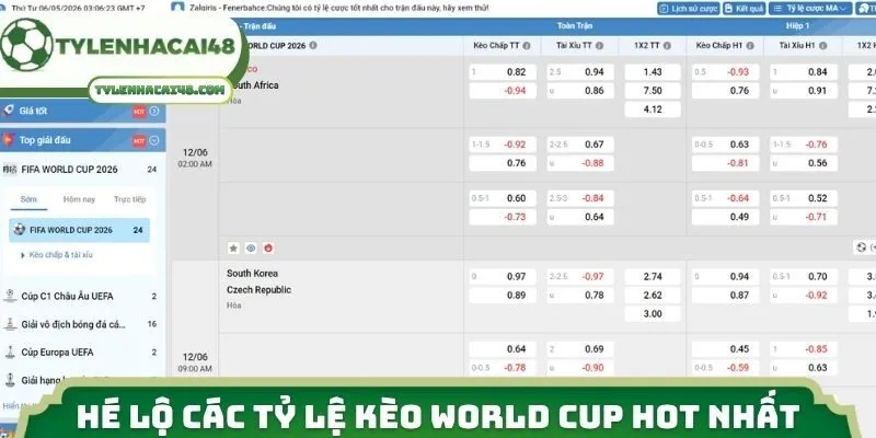 Hé lộ các tỷ lệ kèo World Cup hot nhất